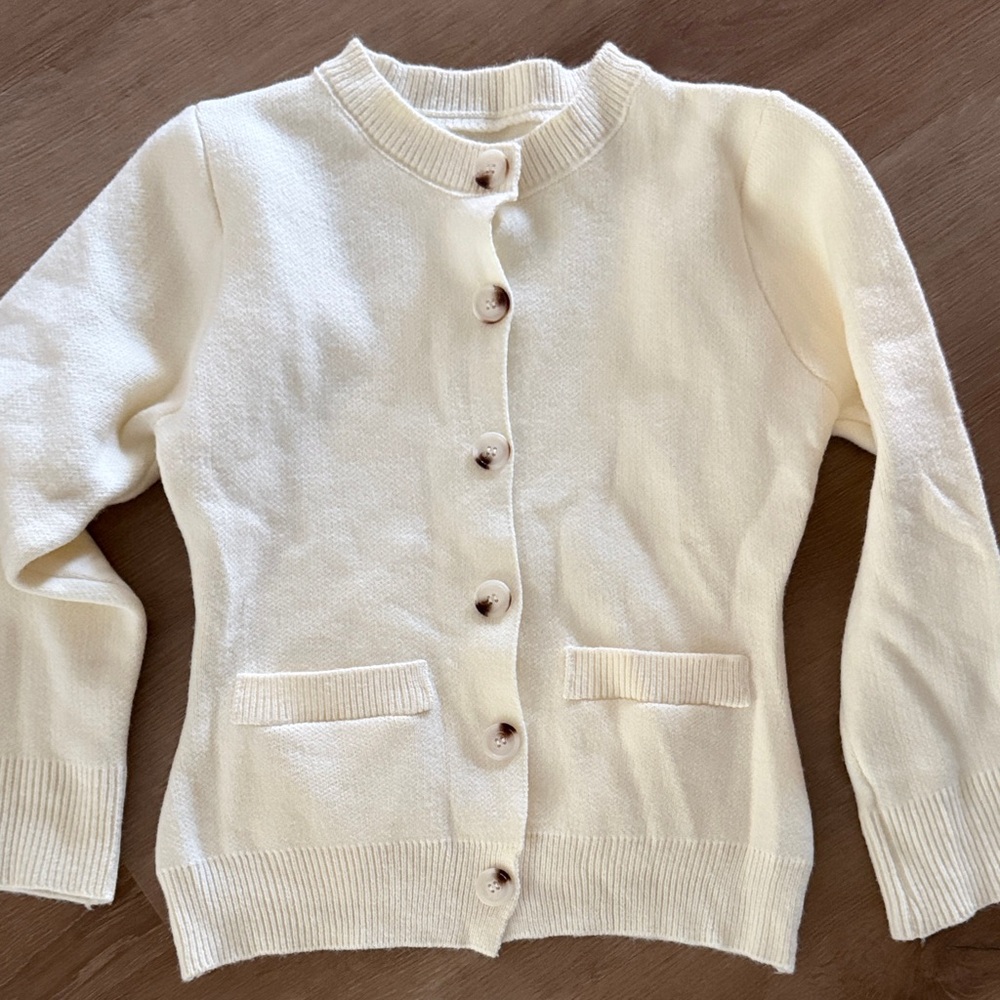 Classic Cream Button-Up Women's Sweater